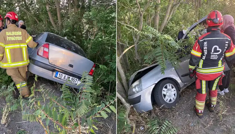 Balıkesir'de Şok Trafik Kazası: Otomobil Şarampole Yuvarlandı!